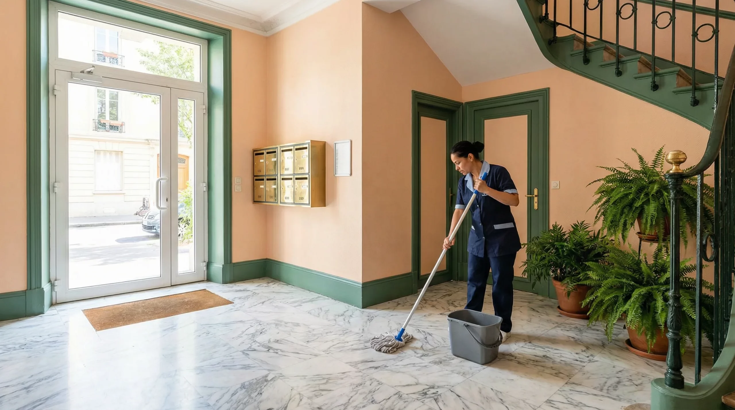 Nettoyage professionnel de parties communes en copropriété